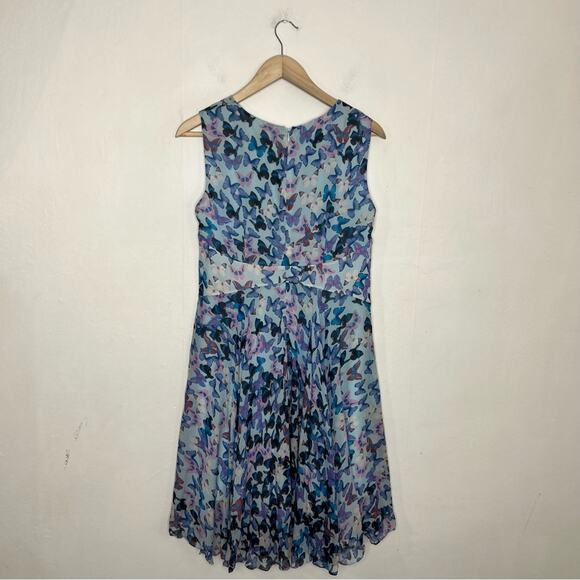 Blue Silk Butterfly Taylor Swift Lover Fit Flare Dress Size 6 - Picture 2 of 12